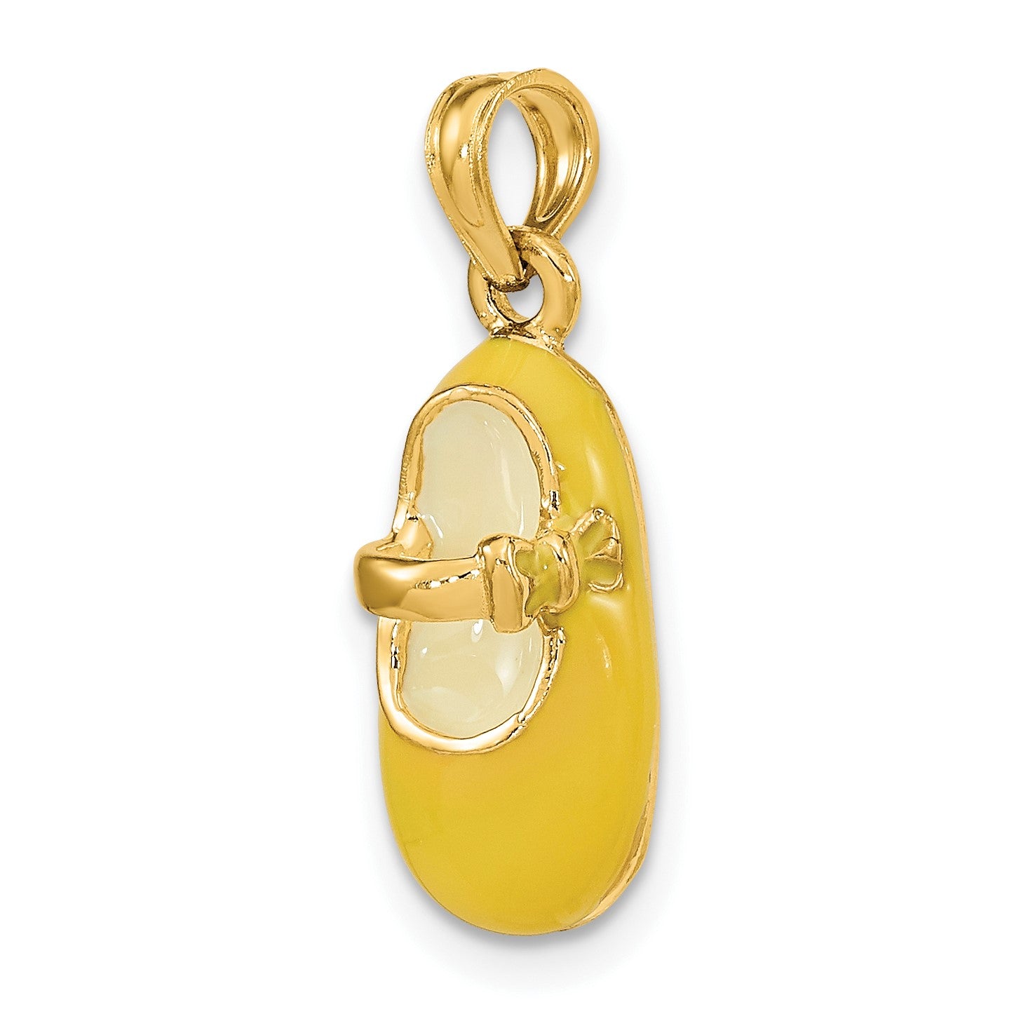 14K Yellow Enameled 3-D Baby Shoe Charm