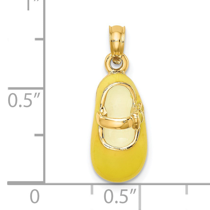 14K Yellow Enameled 3-D Baby Shoe Charm