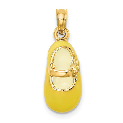 14K Yellow Enameled 3-D Baby Shoe Charm