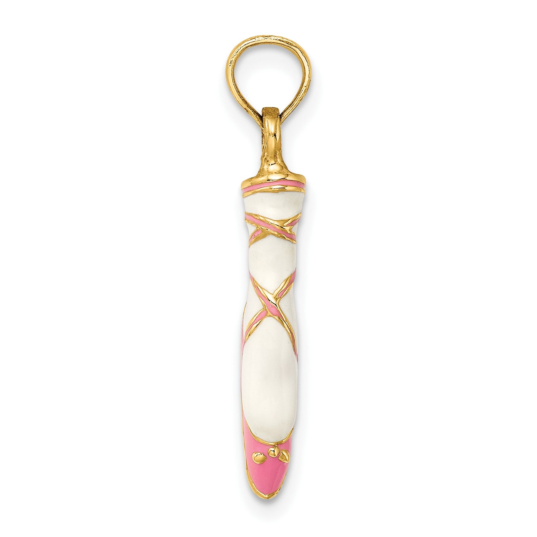 14K 3-D Pink and White Enameled Ballet Shoe Charm