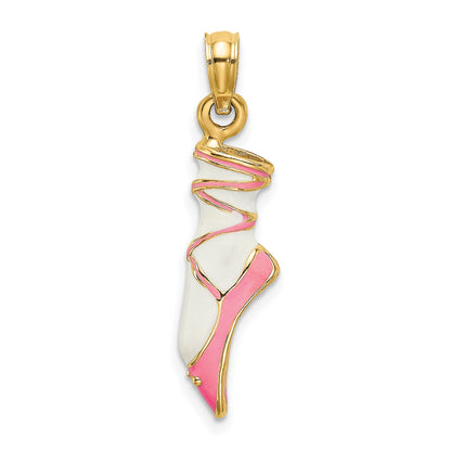 14K 3-D Pink and White Enameled Ballet Shoe Charm