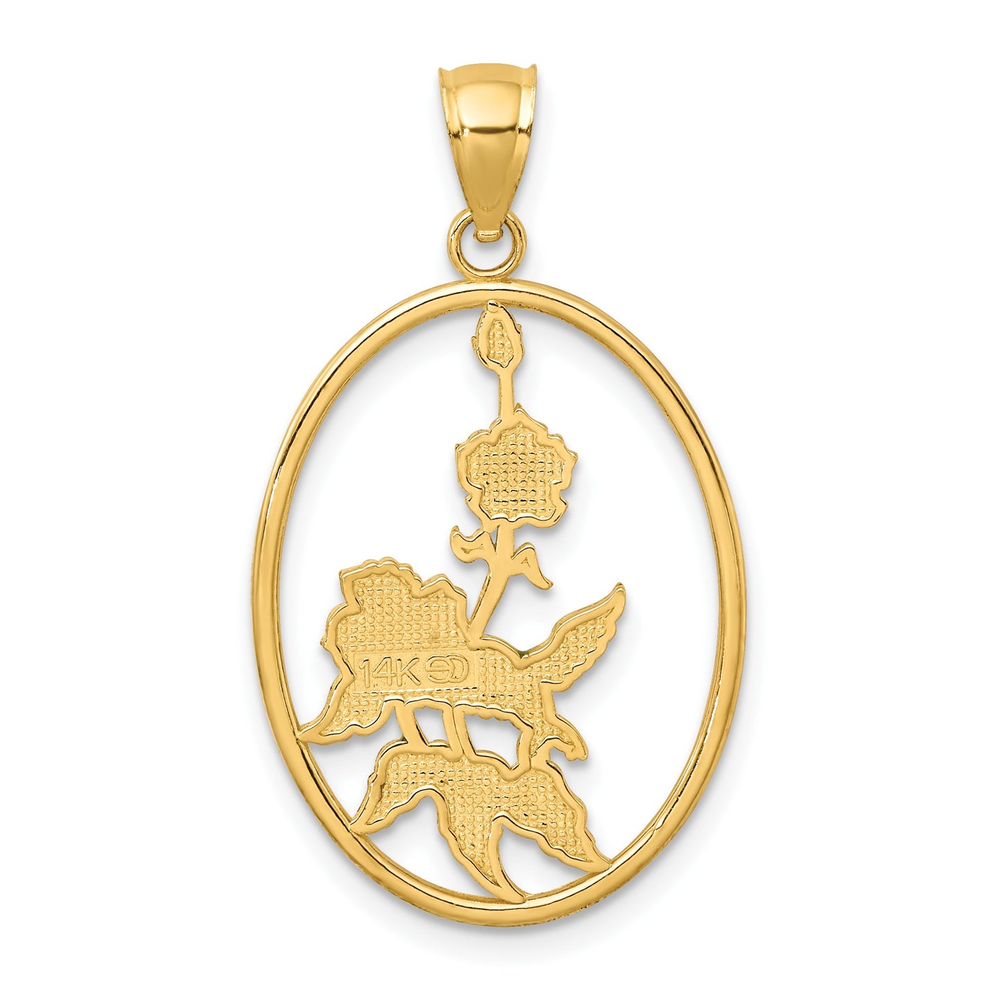 14K Enameled Hummingbird and Flowers In Oval Frame Charm