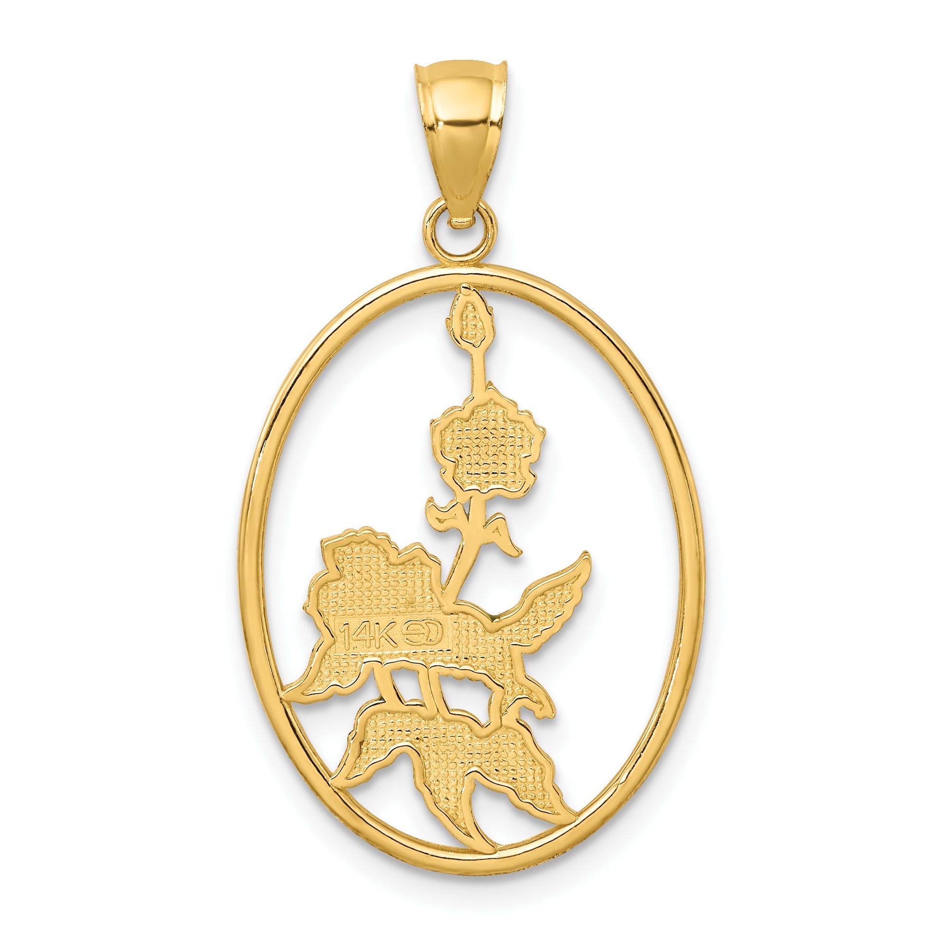 14K Enameled Hummingbird and Flowers In Oval Frame Charm