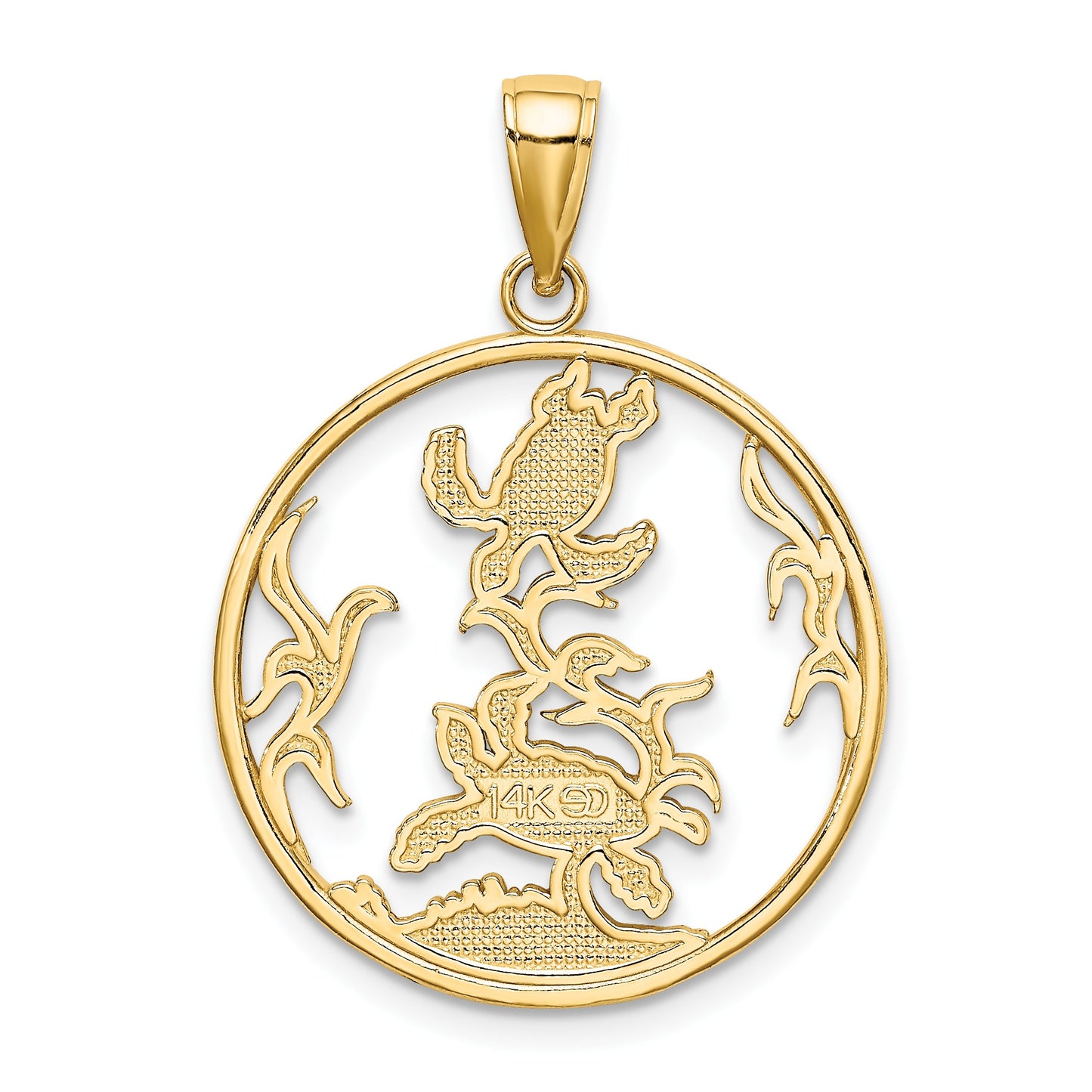 14K Enamel Sea Turtles In Circle Charm