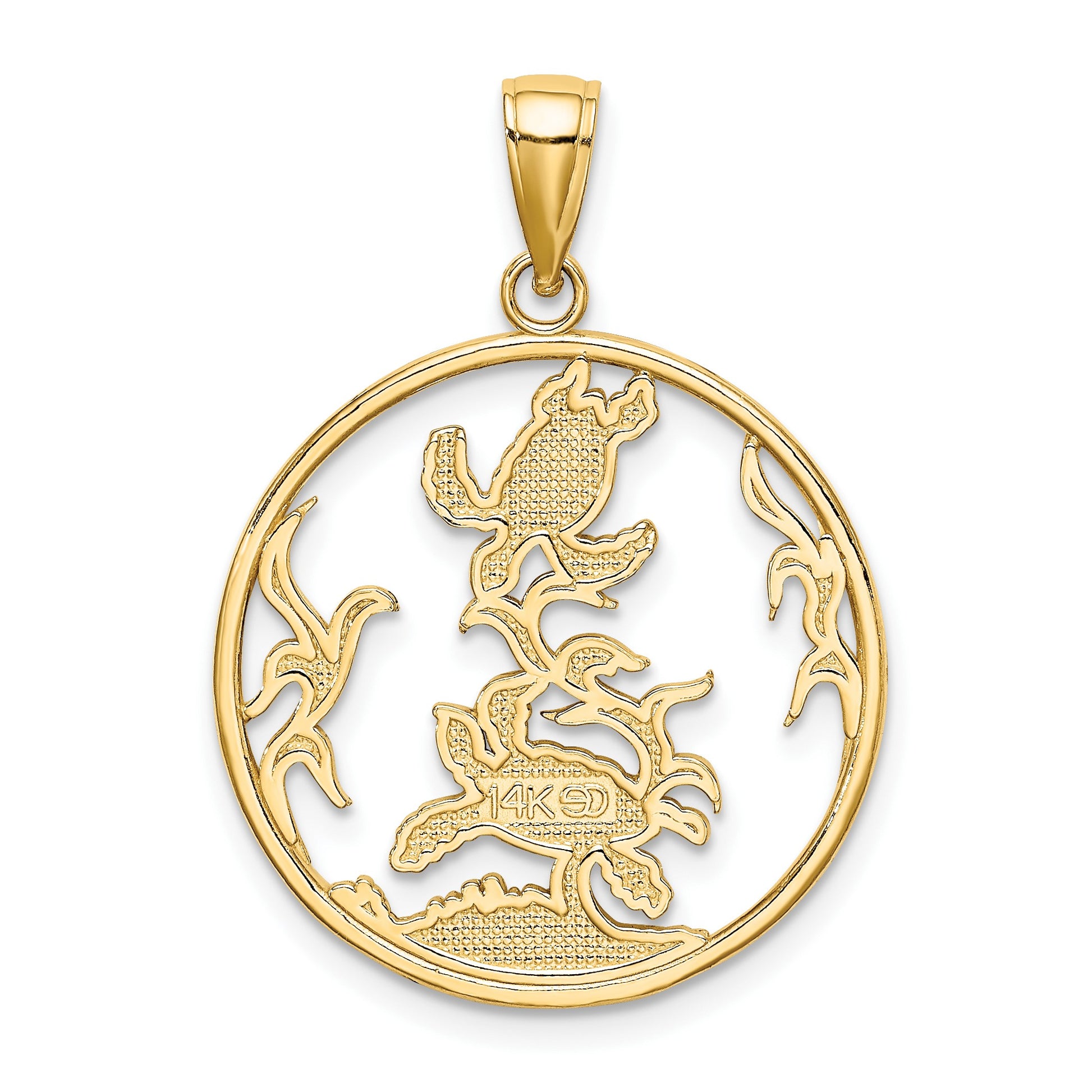 14K Enamel Sea Turtles In Circle Charm