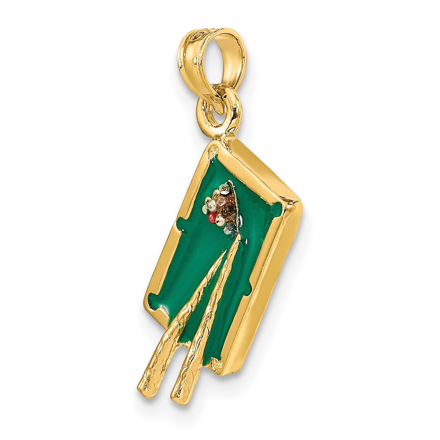 14K Green Enameled 3-D Pool Table Charm