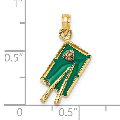 14K Green Enameled 3-D Pool Table Charm