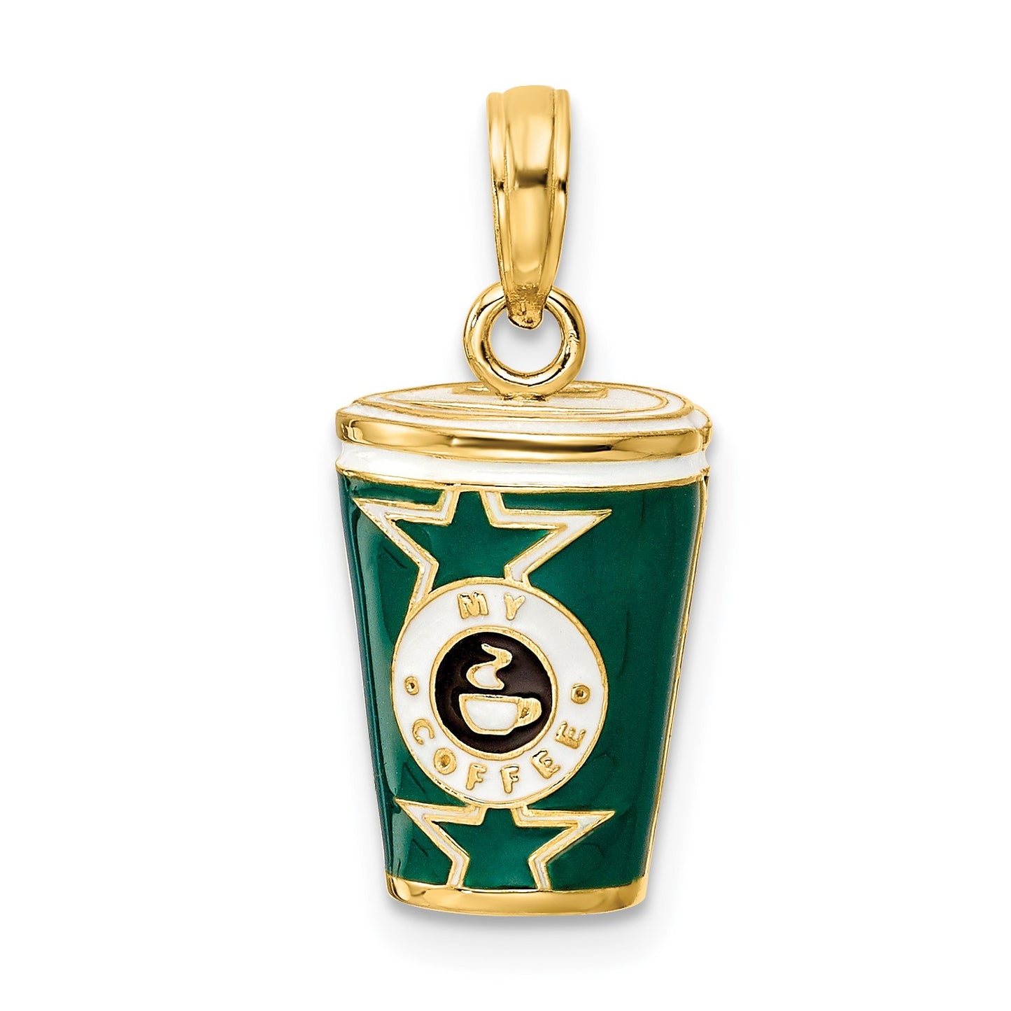 14k 3-D Multi-color Enameled Coffee Cup Charm