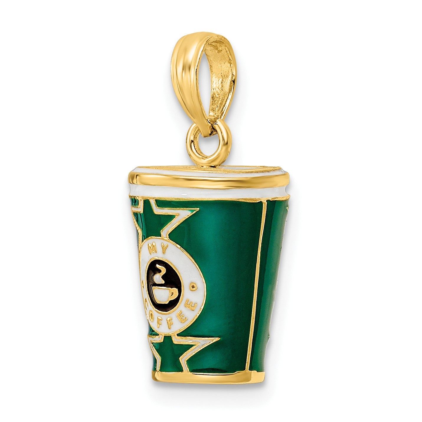 14k 3-D Multi-color Enameled Coffee Cup Charm