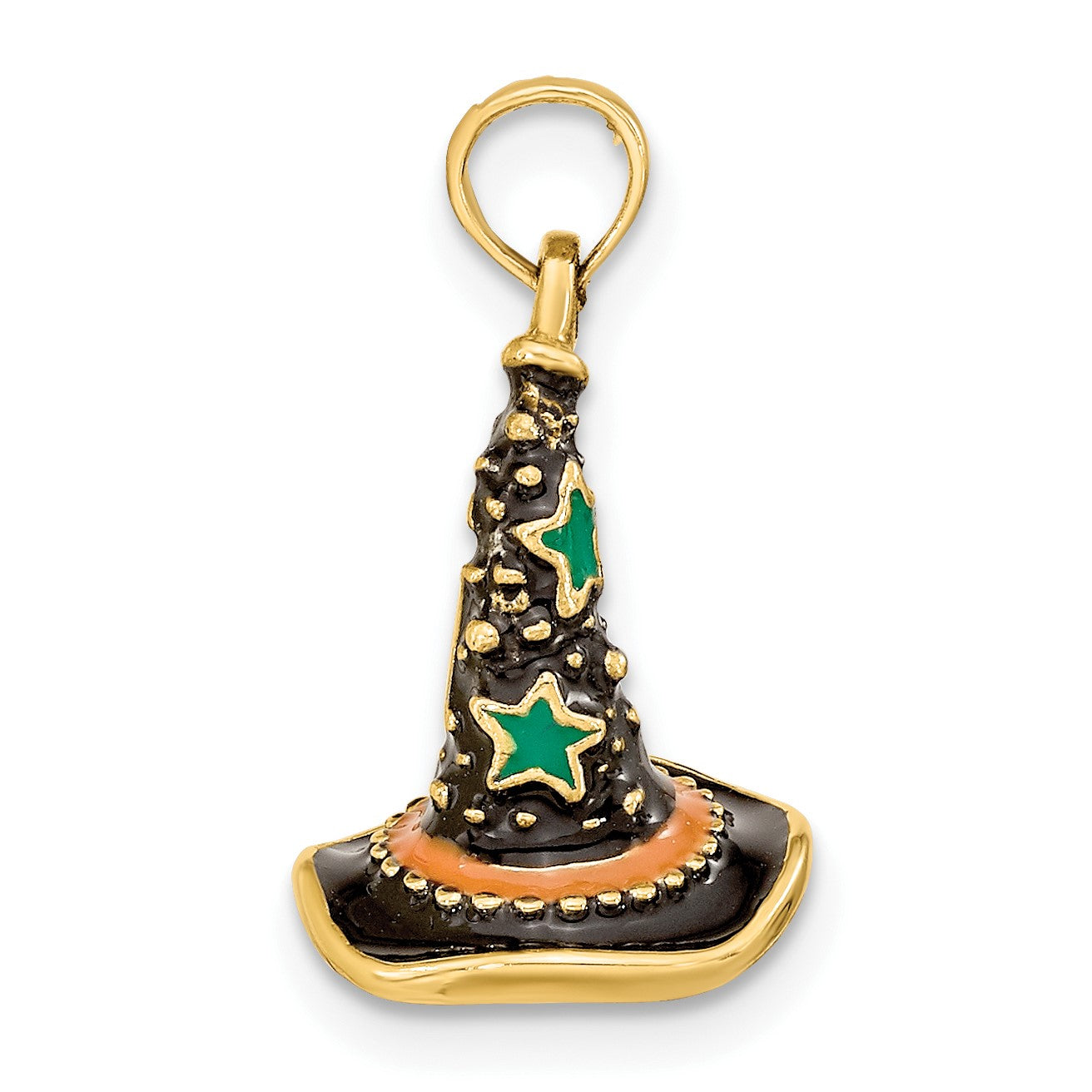 14K 3-D Enameled Witch Hat Halloween Charm