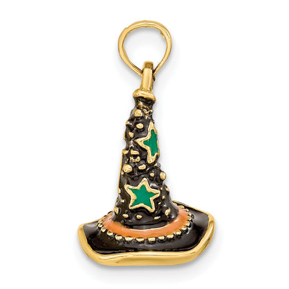 14K 3-D Enameled Witch Hat Halloween Charm