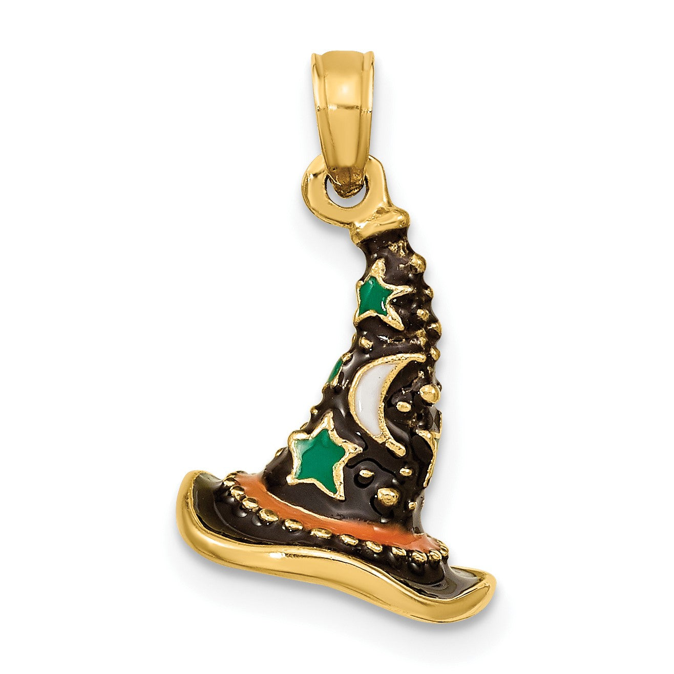 14K 3-D Enameled Witch Hat Halloween Charm