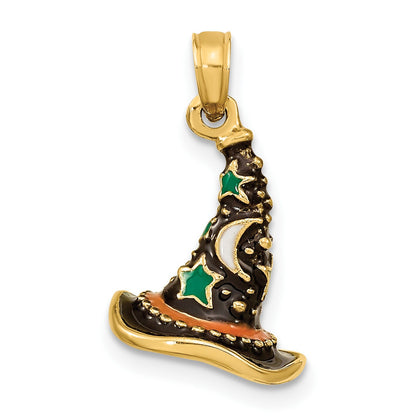 14K 3-D Enameled Witch Hat Halloween Charm