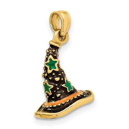 14K 3-D Enameled Witch Hat Halloween Charm