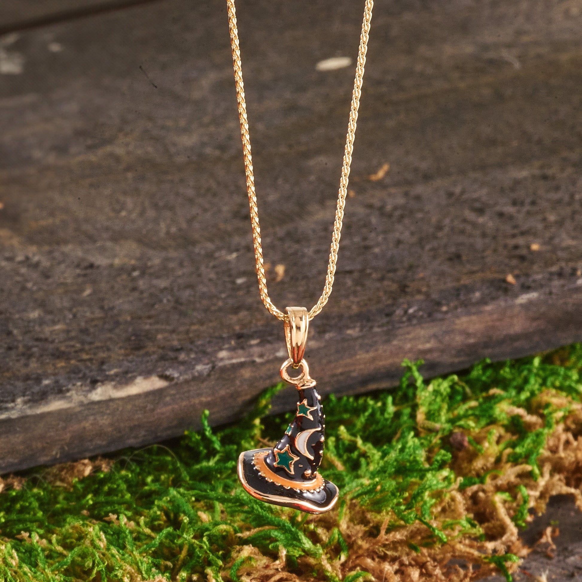 14K 3-D Enameled Witch Hat Halloween Charm