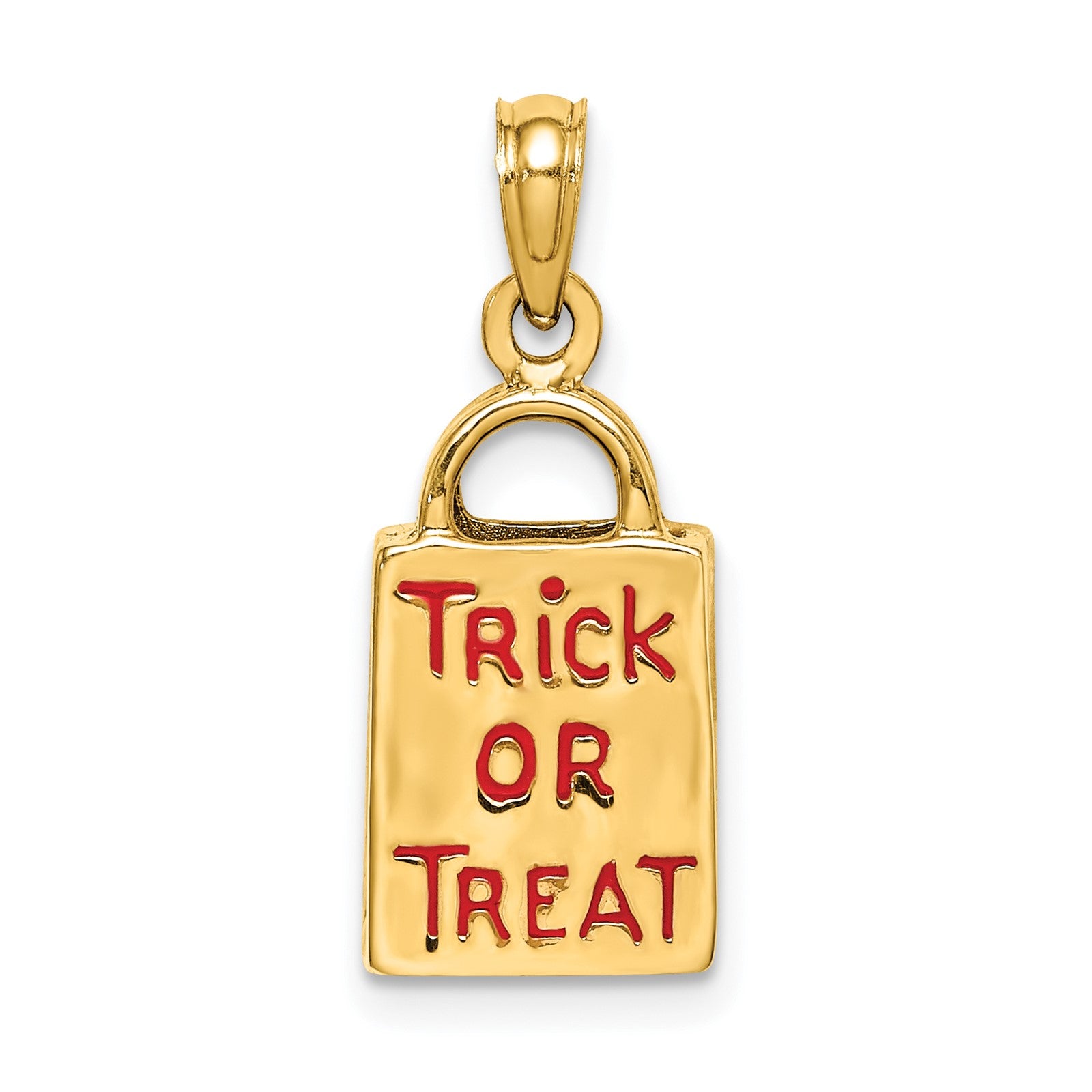 14K 3-D Enameled Jack-o-Lantern Trick or Treat Bag Charm