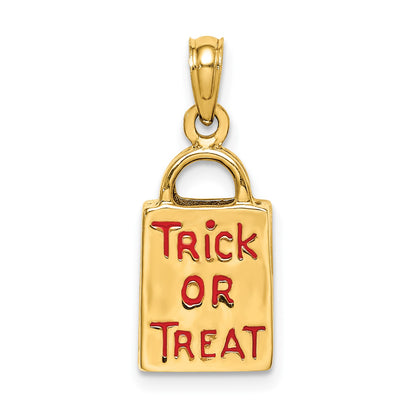 14K 3-D Enameled Jack-o-Lantern Trick or Treat Bag Charm
