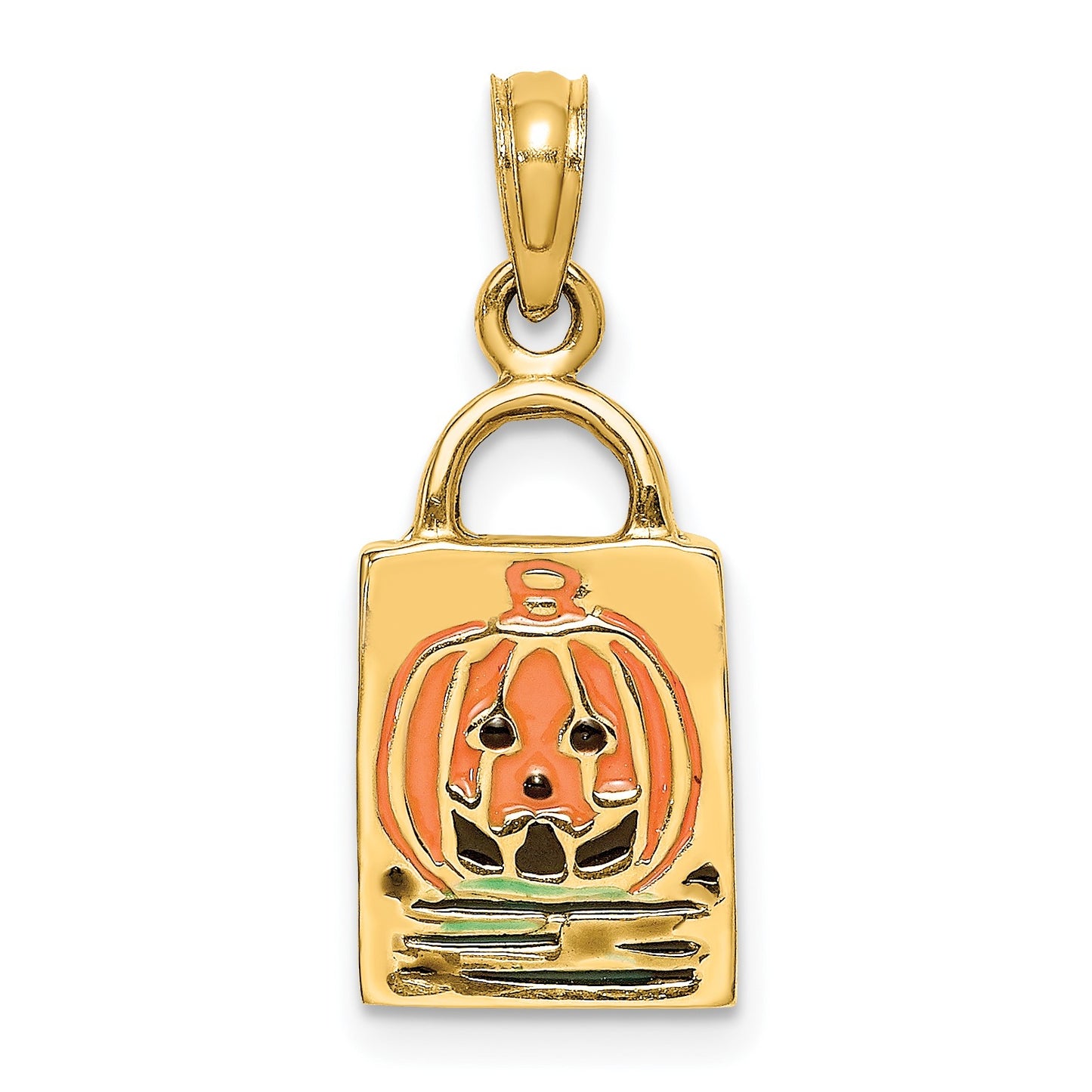 14K 3-D Enameled Jack-o-Lantern Trick or Treat Bag Charm