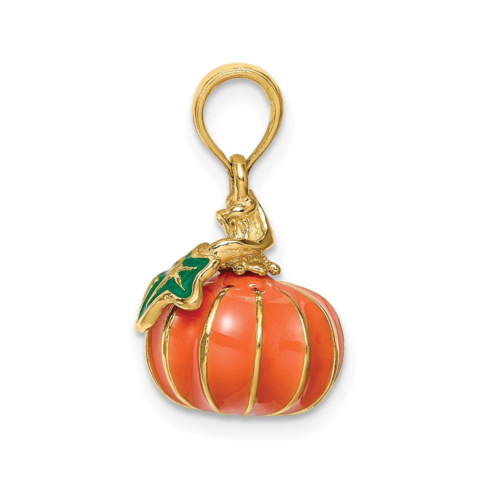 14K 3-D Enameled Pumpkin Charm