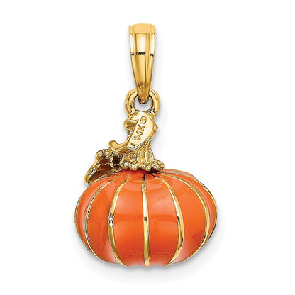 14K 3-D Enameled Pumpkin Charm