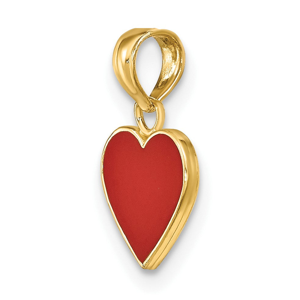 14K Polished Red Enameled Heart Pendant