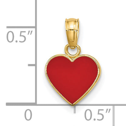 14K Polished Red Enameled Heart Pendant