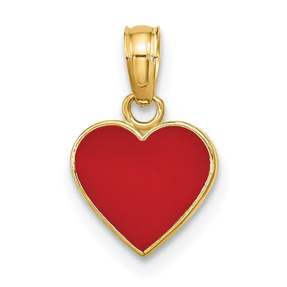 14K Polished Enameled Heart Pendant