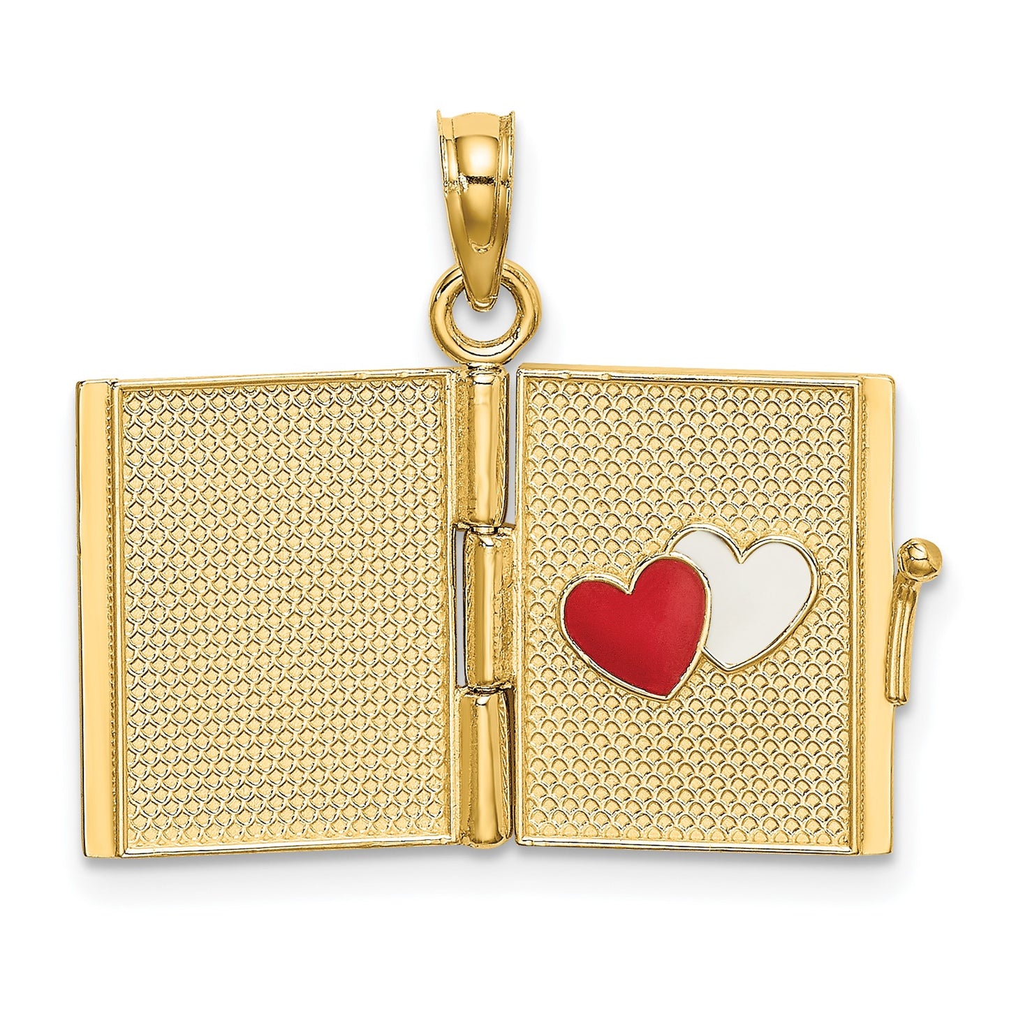 14K Enameled 3-D Moveable MY LOVE STORY Book Pendant