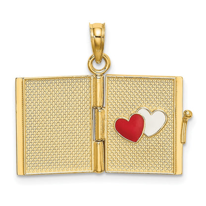 14K Enameled 3-D Moveable MY LOVE STORY Book Pendant