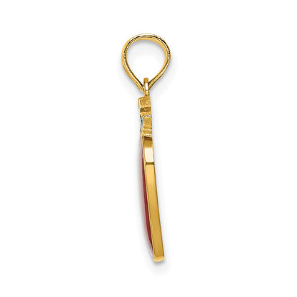 14K Enameled Red Delicious Apple with Stem and Leaf Charm