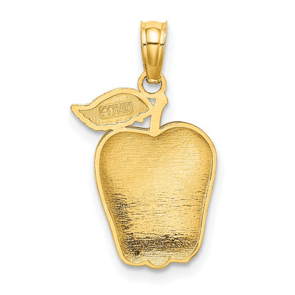 14K Enameled Red Delicious Apple with Stem and Leaf Charm