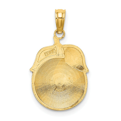 14K Orange and Green Enameled Orange with Stem and Leaf Charm