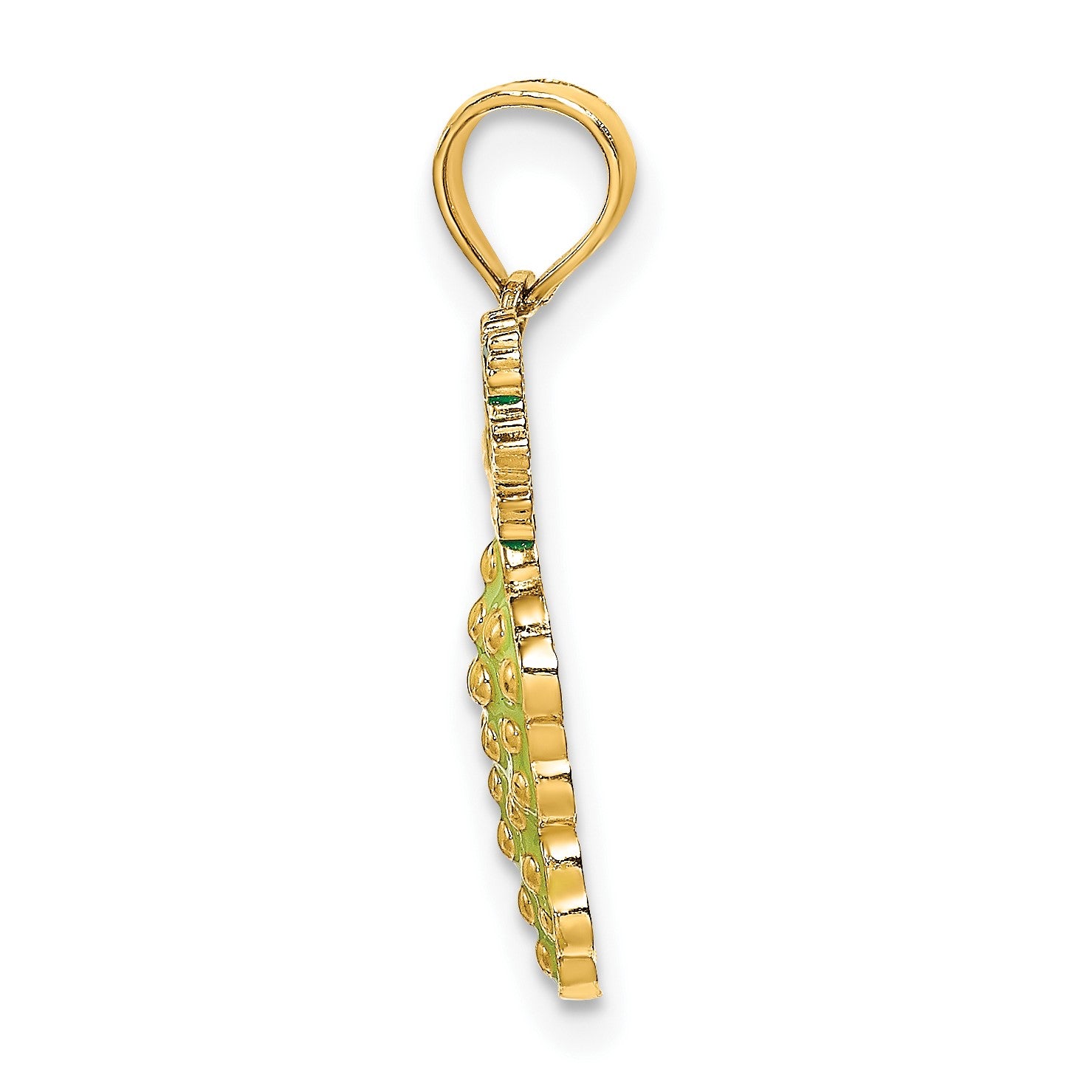 14K Yellow and Green Enameled Grapes with Stem and Leaf Charm