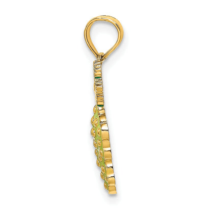 14K Yellow and Green Enameled Grapes with Stem and Leaf Charm