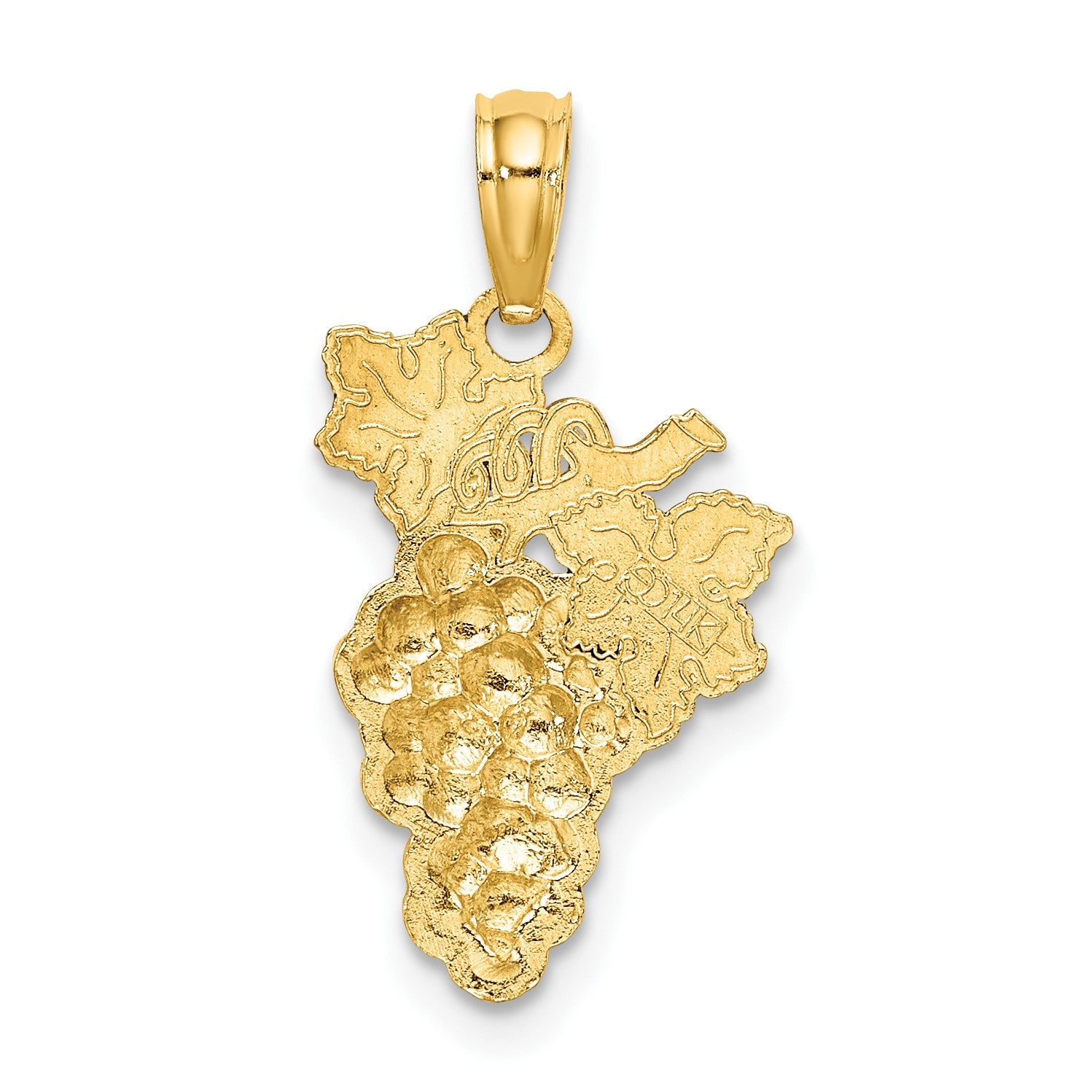 14K Yellow and Green Enameled Grapes with Stem and Leaf Charm