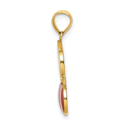 14K Red and Green Enameled Cherries with Leaf Charm
