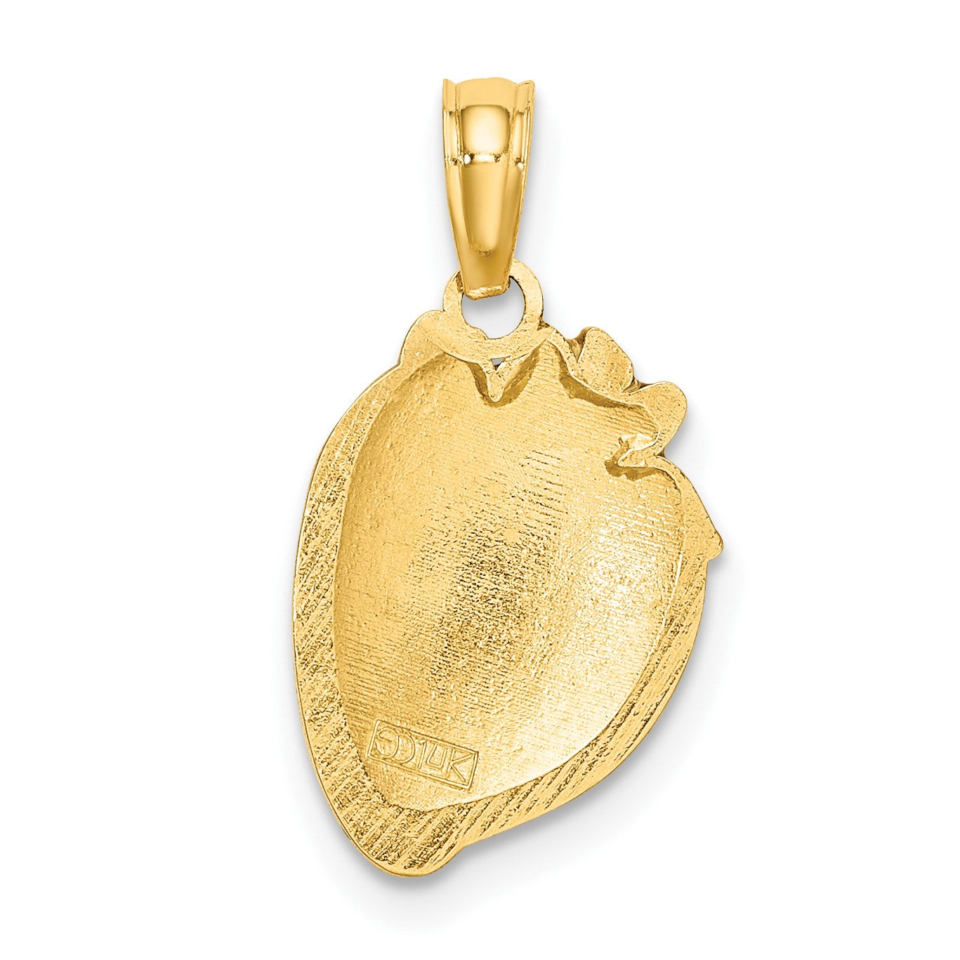 14K Red and Green Enameled Strawberry With Leaf Charm