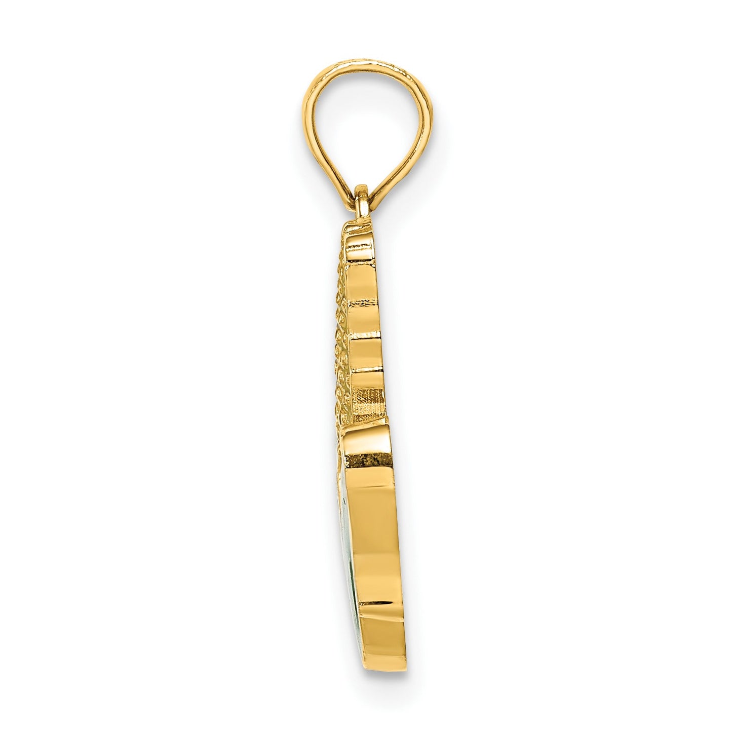 14K Yellow and Green Enameled Corn with Peeled Husk Charm