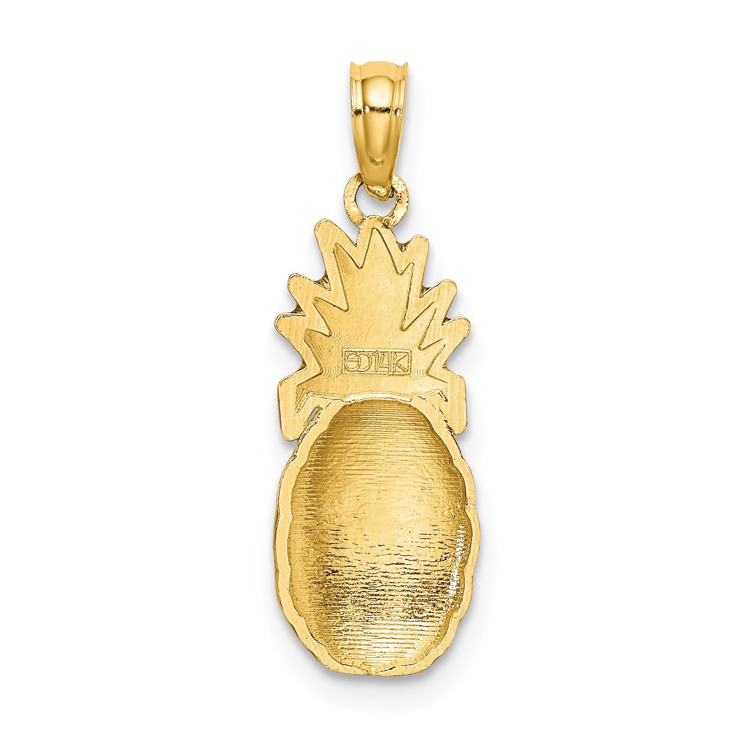 14K 2-D Brown and Green Enameled Pineapple Charm