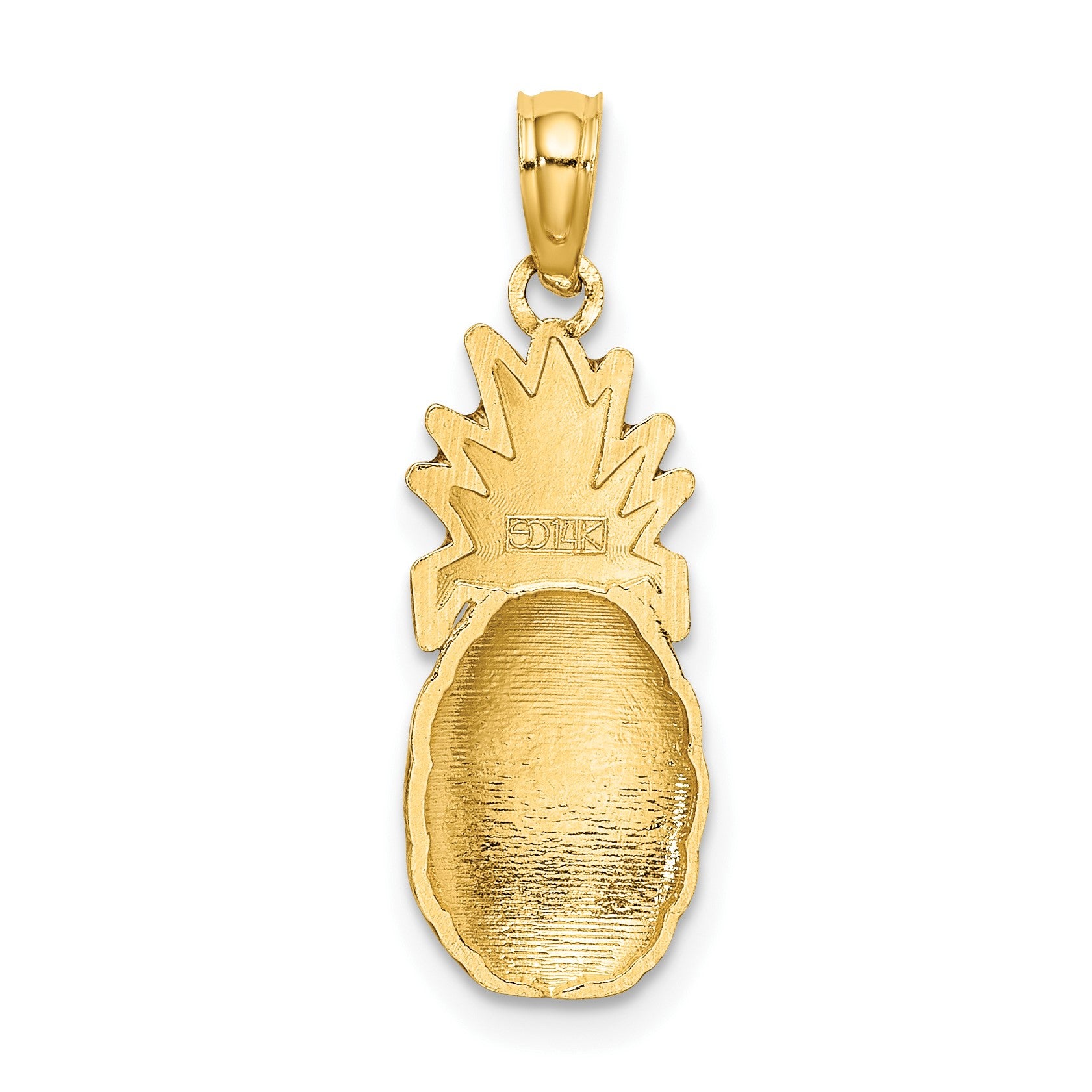 14K 2-D Brown and Green Enameled Pineapple Charm