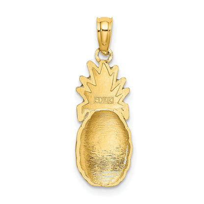14K 2-D Brown and Green Enameled Pineapple Charm