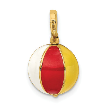 14K 3-D Multi Color Enamel Beach Ball Charm