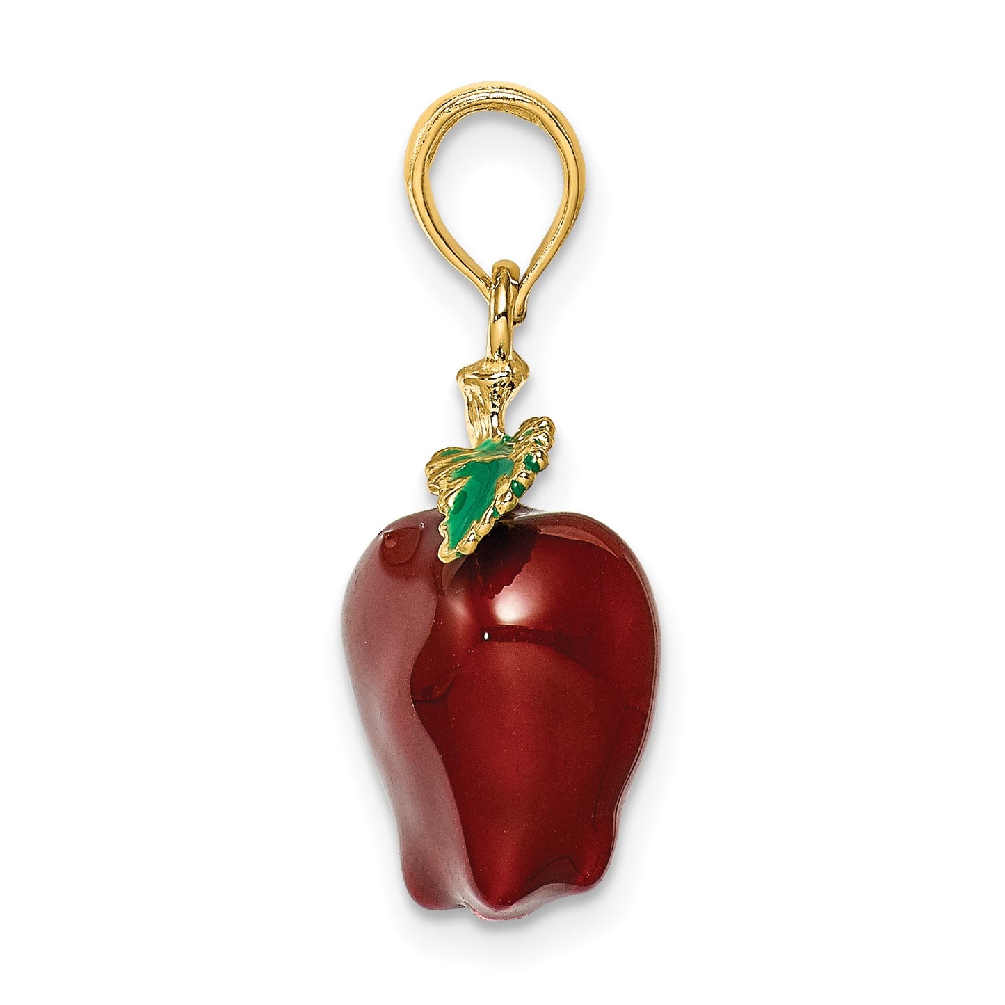 14K Enameled 3-D Red Delicious Apple Charm