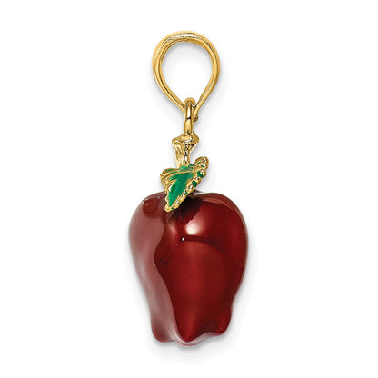 14K Enameled 3-D Red Delicious Apple Charm