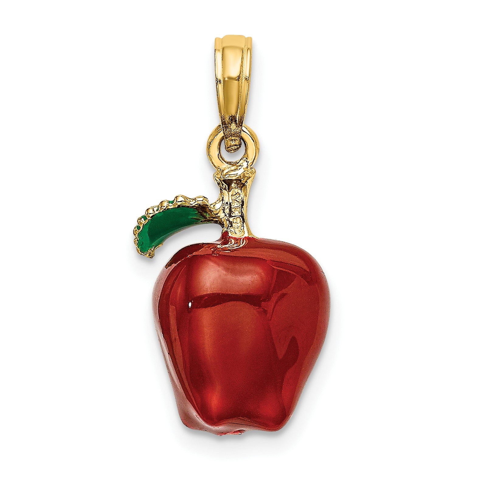 14K Enameled 3-D Red Delicious Apple Charm