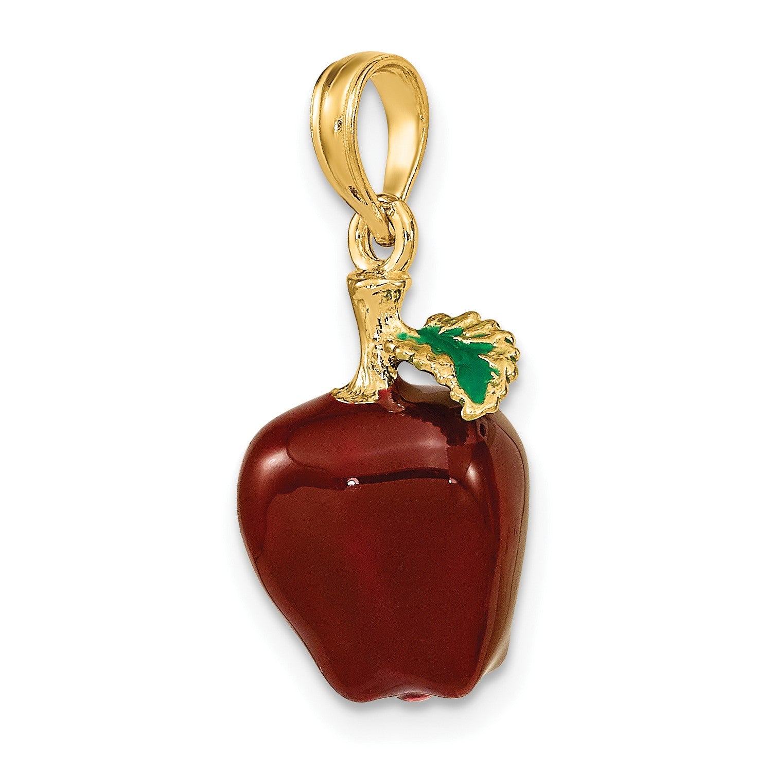 14K Enameled 3-D Red Delicious Apple Charm