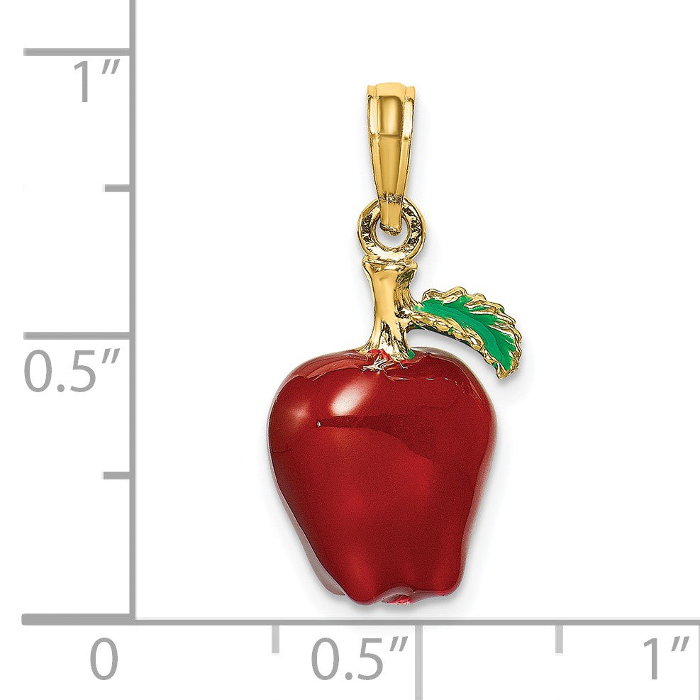 14K Enameled 3-D Red Delicious Apple Charm