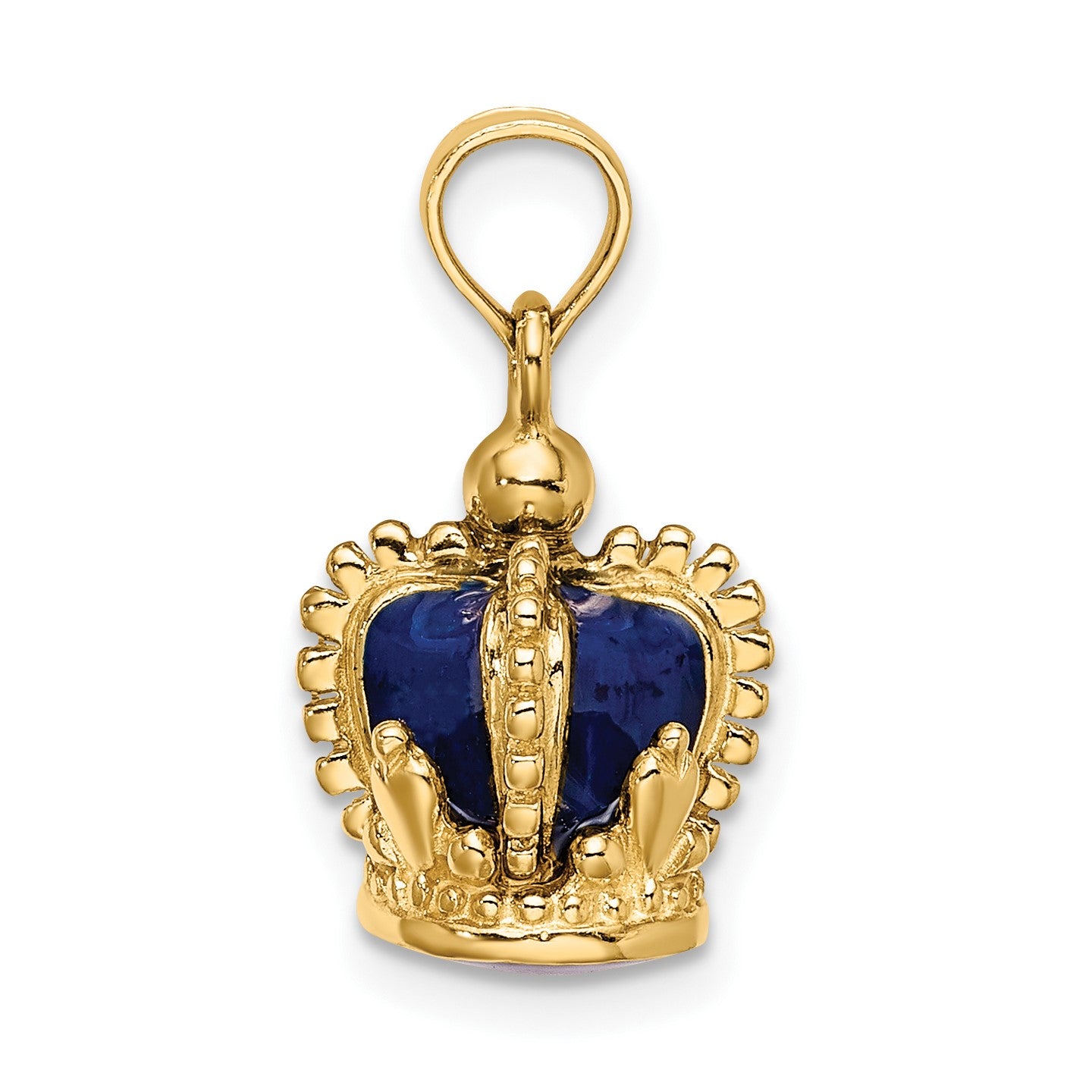 14K 3-D with Blue Enamel Inside Crown Charm