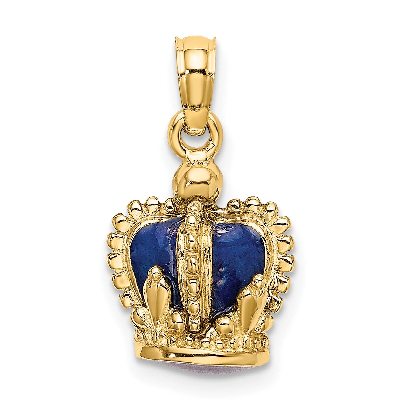 14K 3-D with Blue Enamel Inside Crown Charm