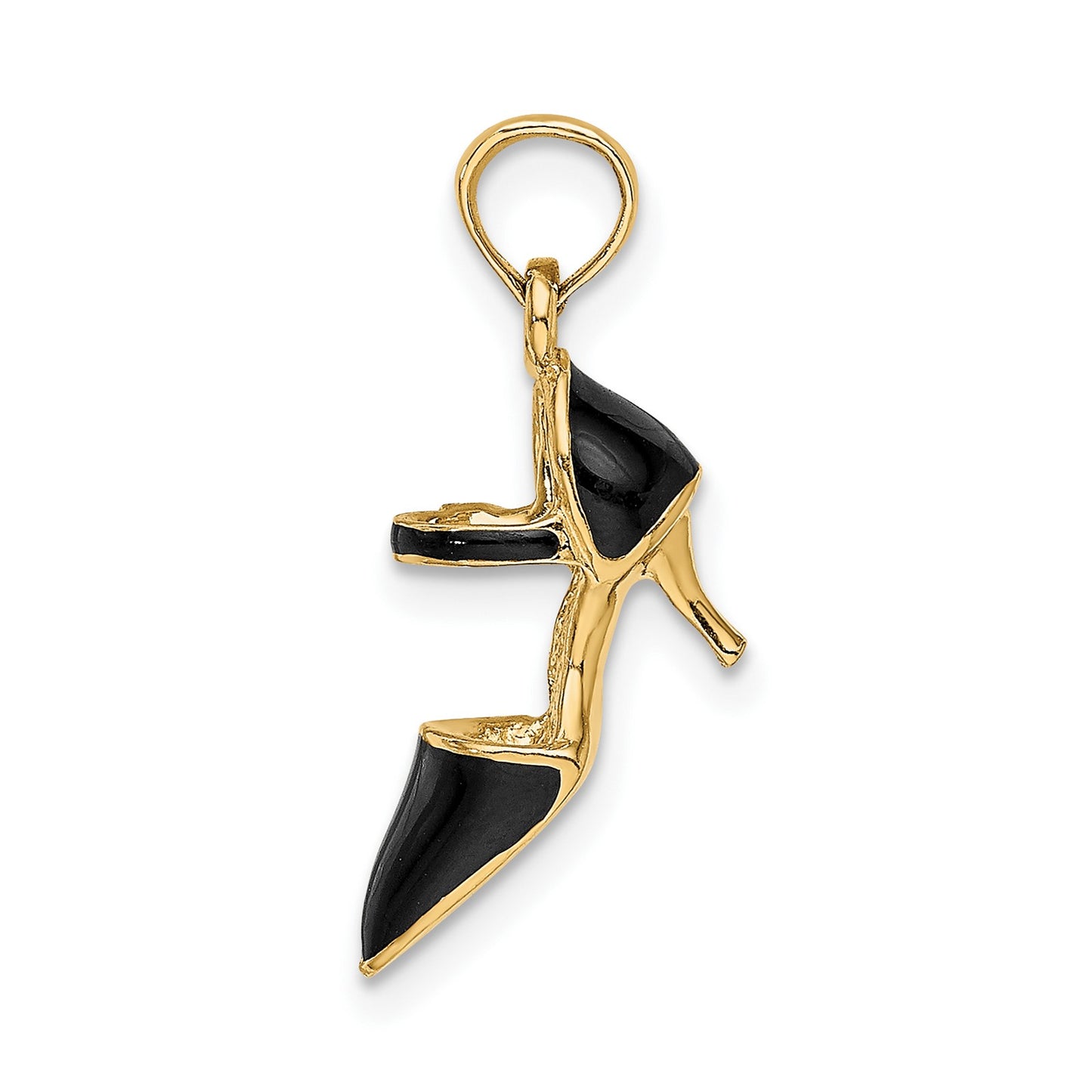 14K 3-D Black Enamel Closed Toe High Heel Charm